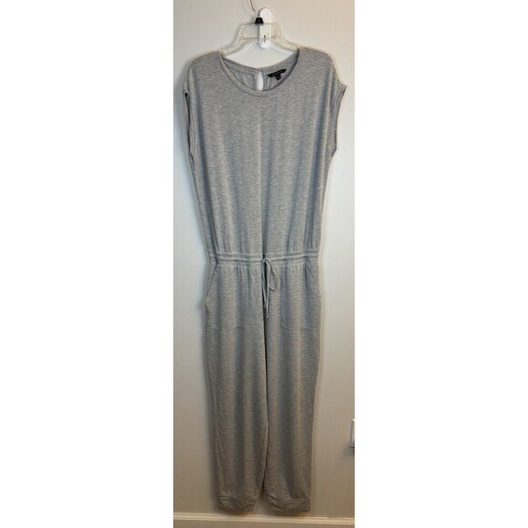 BANANA REPUBLIC Cozy Knit Jogger Jumpsuit Women Large Tall Gray Cap Sleeve - Picture 2 of 14